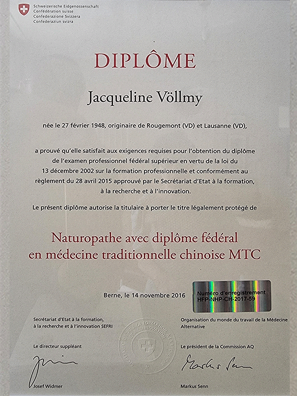 Diplôme Médecine Traditionnelle Chinoise
